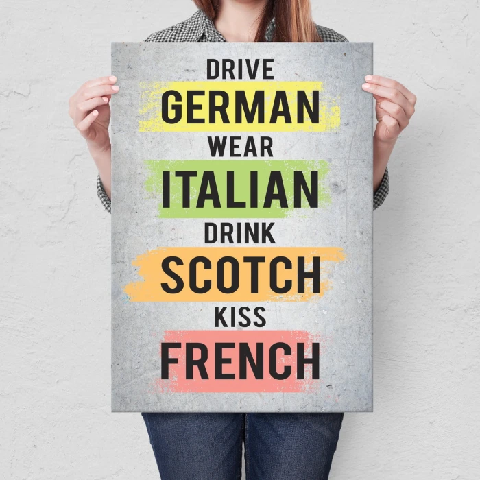 Plakat metalowy Drive Wear Drink Kiss Prezent