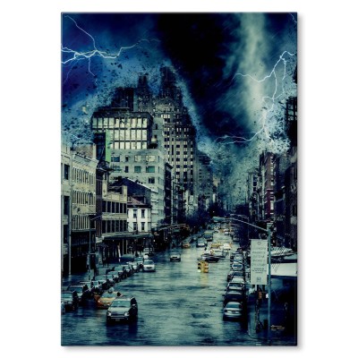 Plakat metalowy Burza nad miastem Prezent