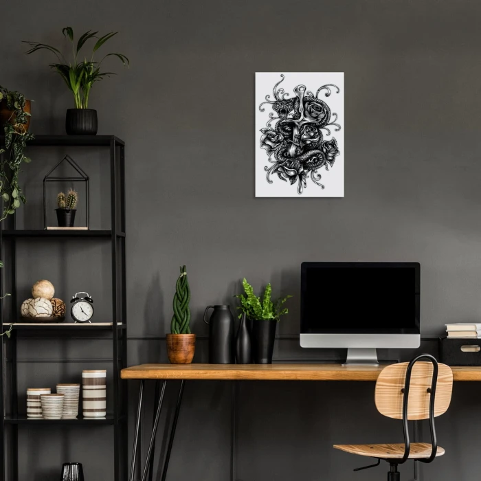 Plakat metalowy Tatuaż Wąż Prezent