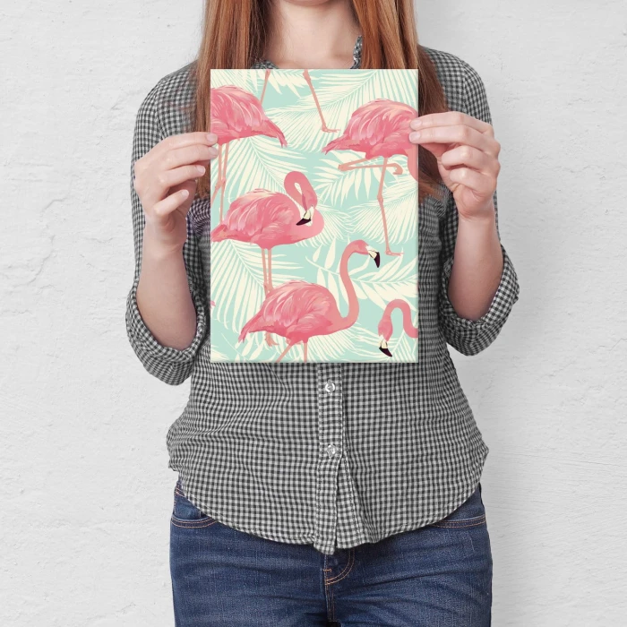 Plakat metalowy Flamingi Prezent