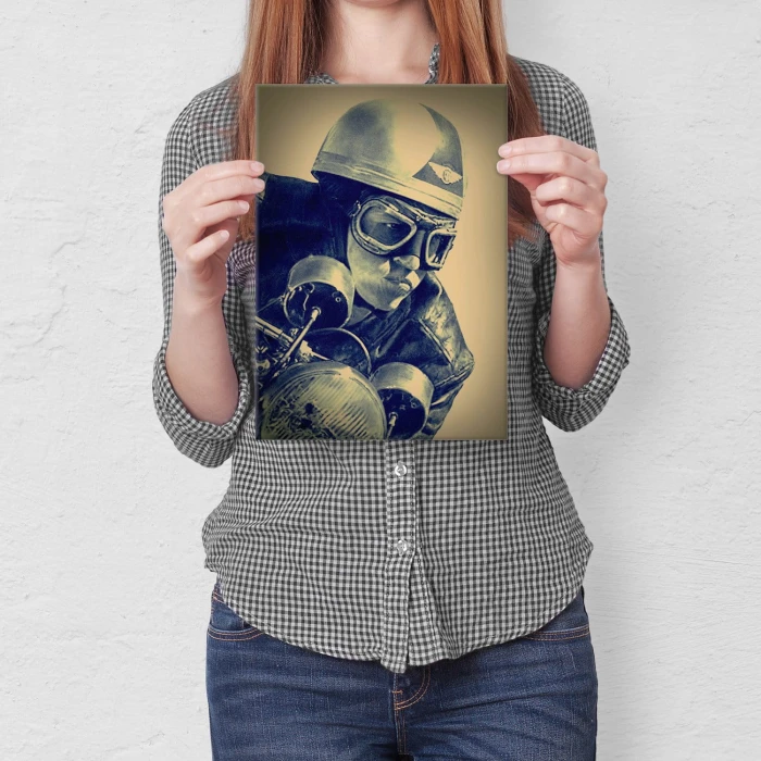 Plakat metalowy Motocyklista Prezent