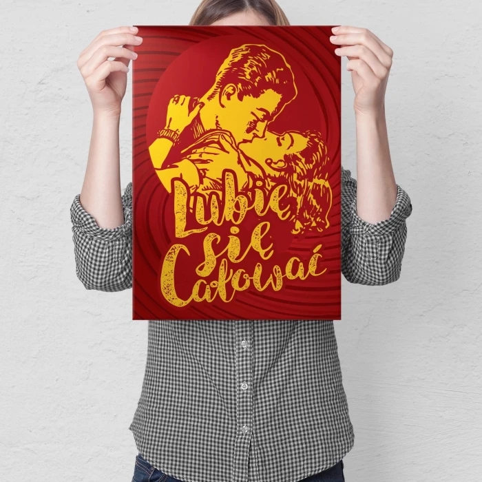 Plakat metalowy Lubię się całować Prezent