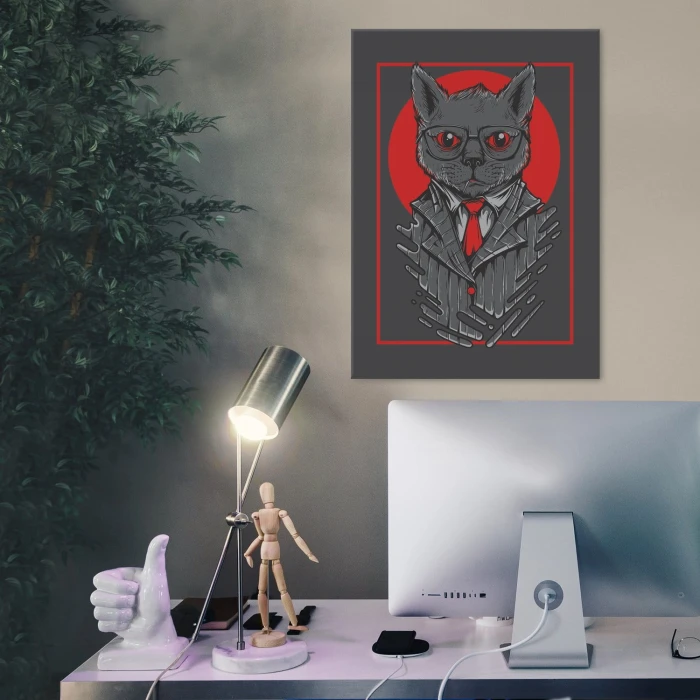 Plakat metalowy Kot z mafii Prezent