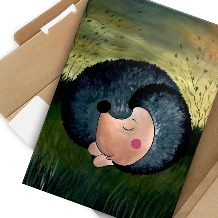 Plakat metalowy Śpiący jeż Prezent