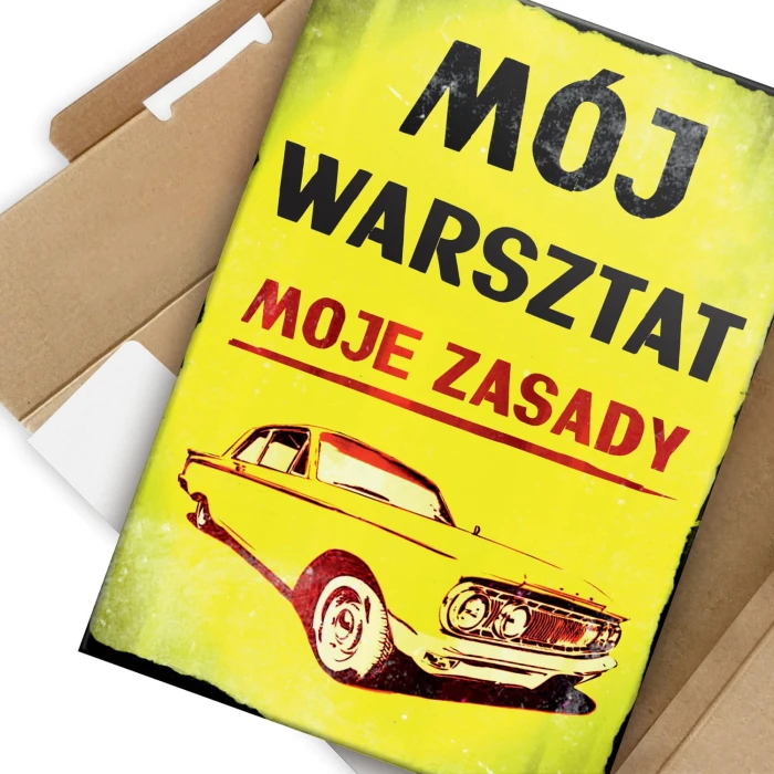 Plakat metalowy Mój warsztat retro Prezent