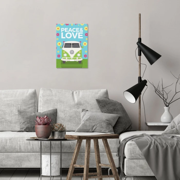 Plakat metalowy Peace & Love Hippie Prezent