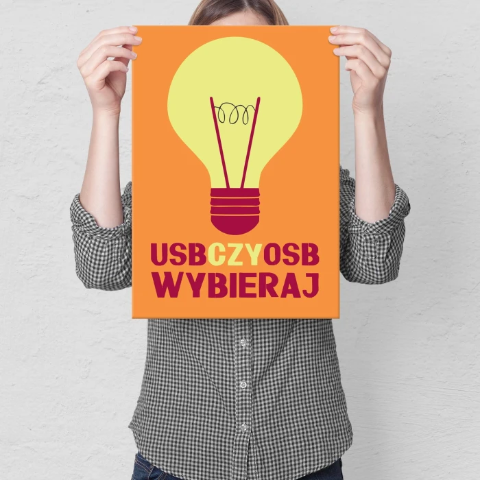 Plakat metalowy USB czy OSB Prezent