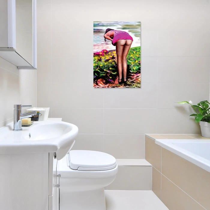 Plakat metalowy Zrywająca kwiaty Prezent