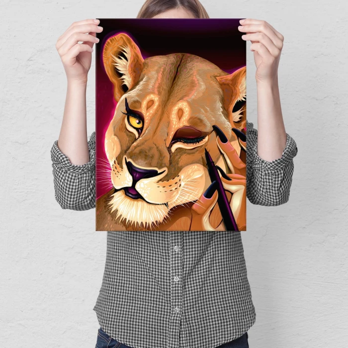 Plakat metalowy Lioness Prezent