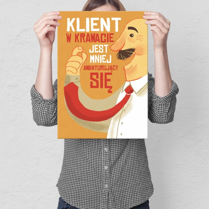 Plakat metalowy Klient w krawacie 2 Prezent