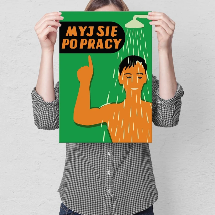 Plakat metalowy Myj się po pracy Prezent