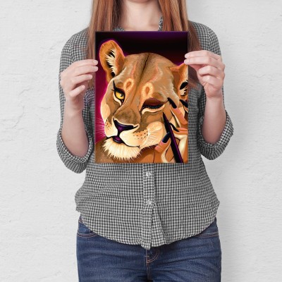 Plakat metalowy Lioness Prezent