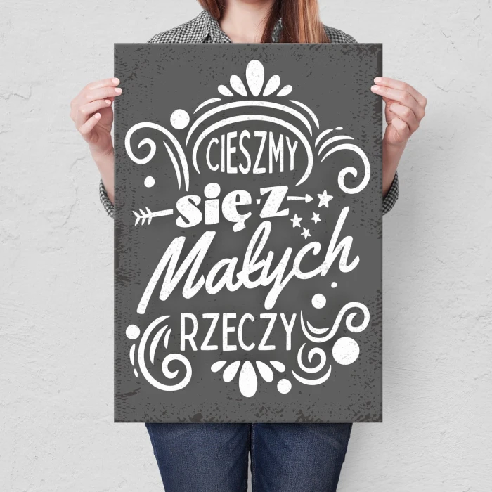 Plakat metalowy Cieszmy się z małych rzeczy Prezent