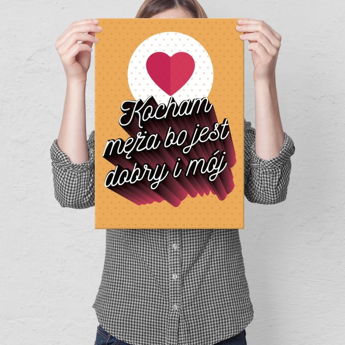 Plakat metalowy Kocham męża Prezent