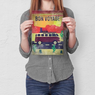 Plakat metalowy Bon voyage caravan