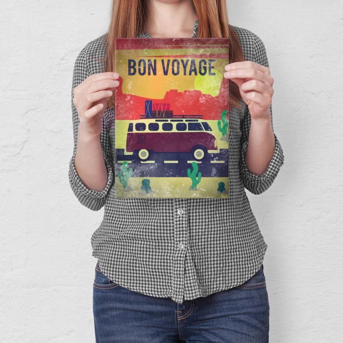 Plakat metalowy Bon voyage caravan