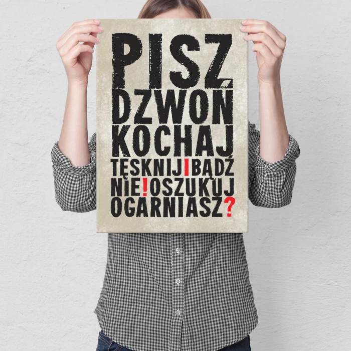Plakat metalowy Pisz dzwoń kochaj Prezent