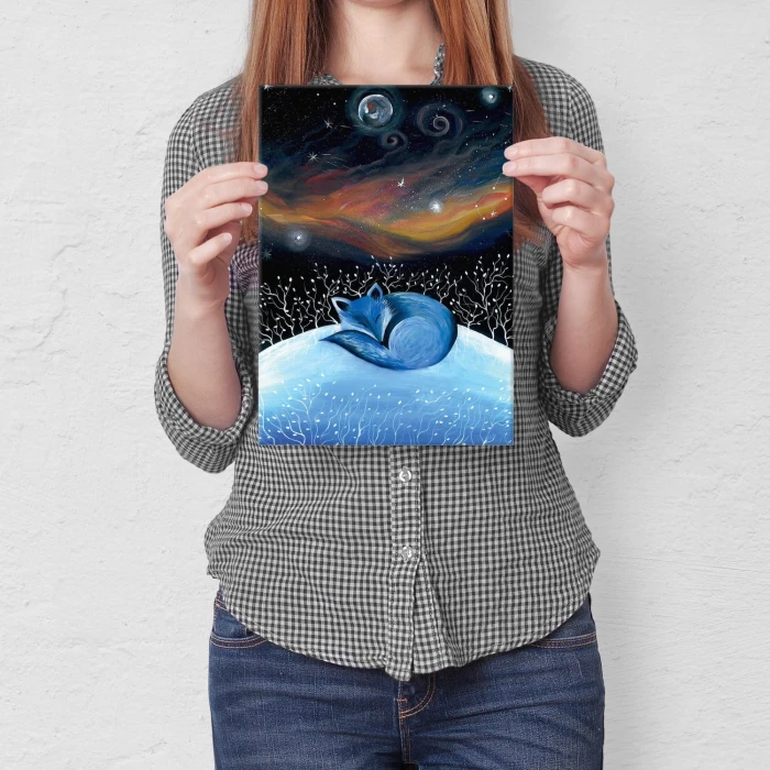 Plakat metalowy Nocny lisek Prezent