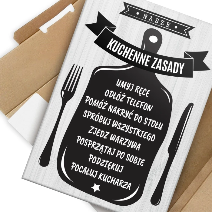 Plakat metalowy Kuchenne zasady Prezent