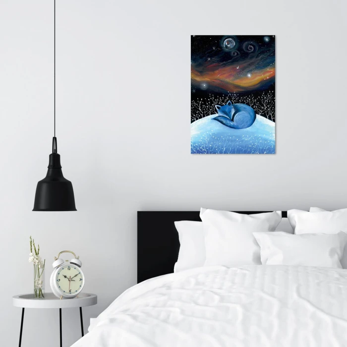 Plakat metalowy Nocny lisek Prezent