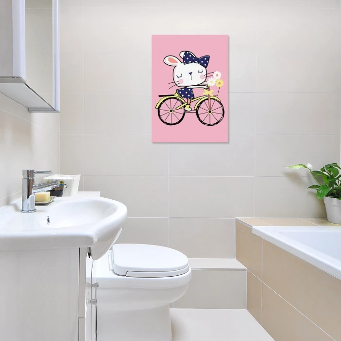 Plakat metalowy Królik na rowerze Prezent