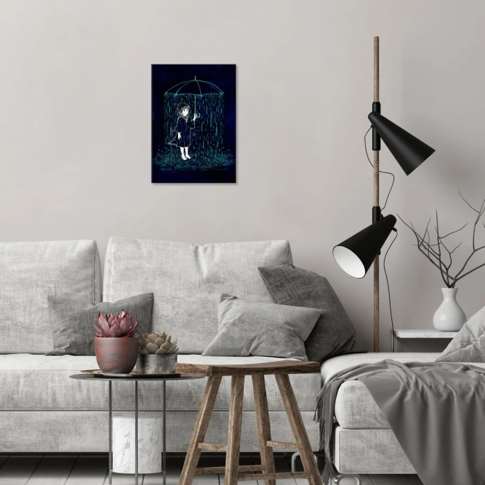 Plakat metalowy Dziewczynka z parasolką Prezent