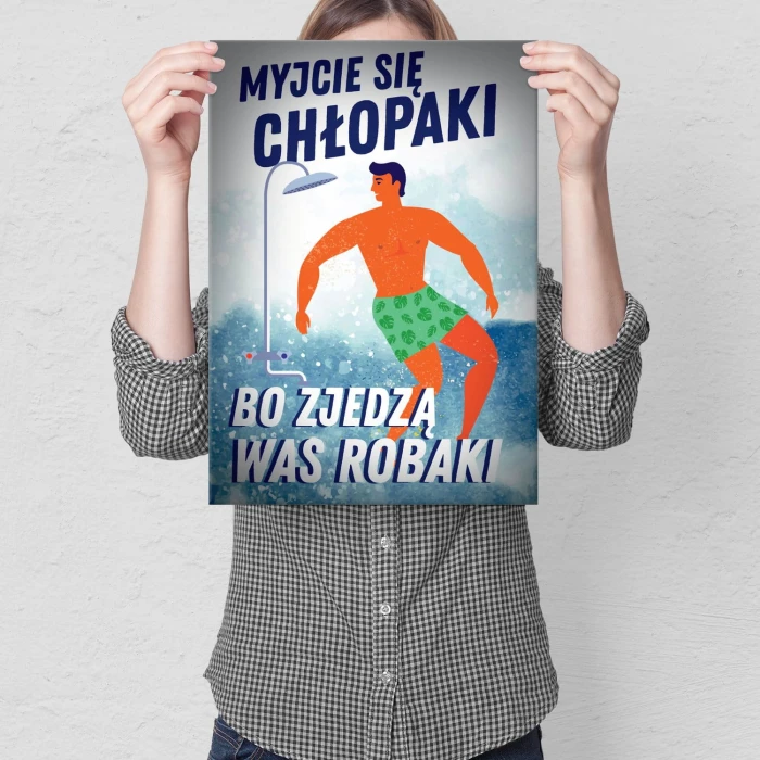 Plakat metalowy Myjcie się Prezent
