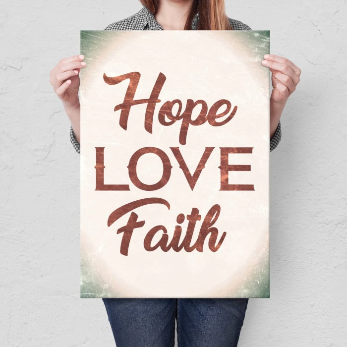 Plakat metalowy Hope Love Faith Prezent
