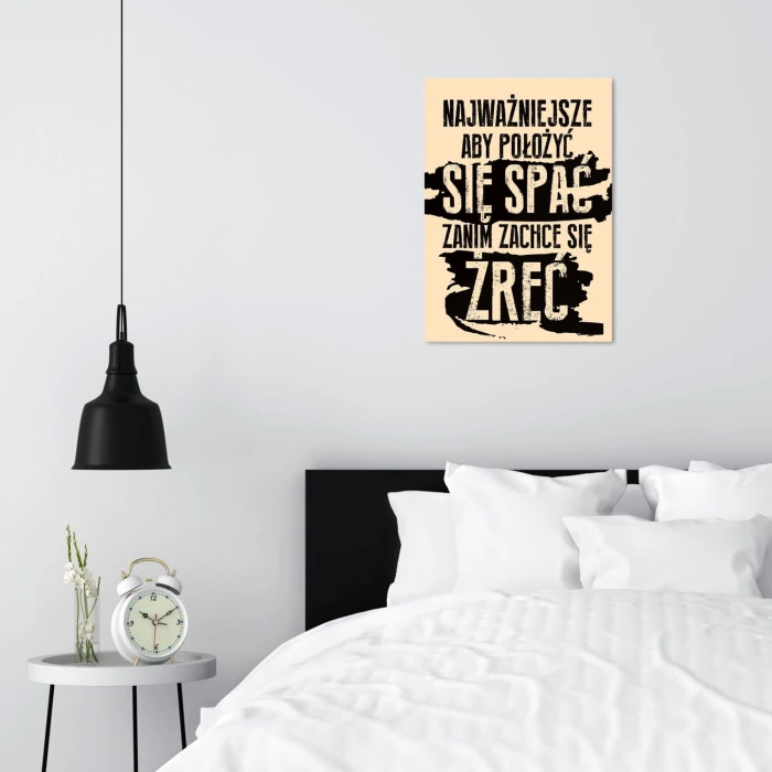 Plakat metalowy Spanie a nie żarcie Prezent