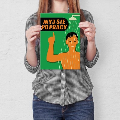 Plakat metalowy Myj się po pracy Prezent