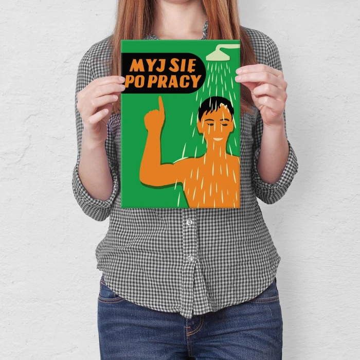 Plakat metalowy Myj się po pracy Prezent