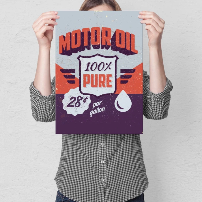 Plakat metalowy Motor oil Prezent