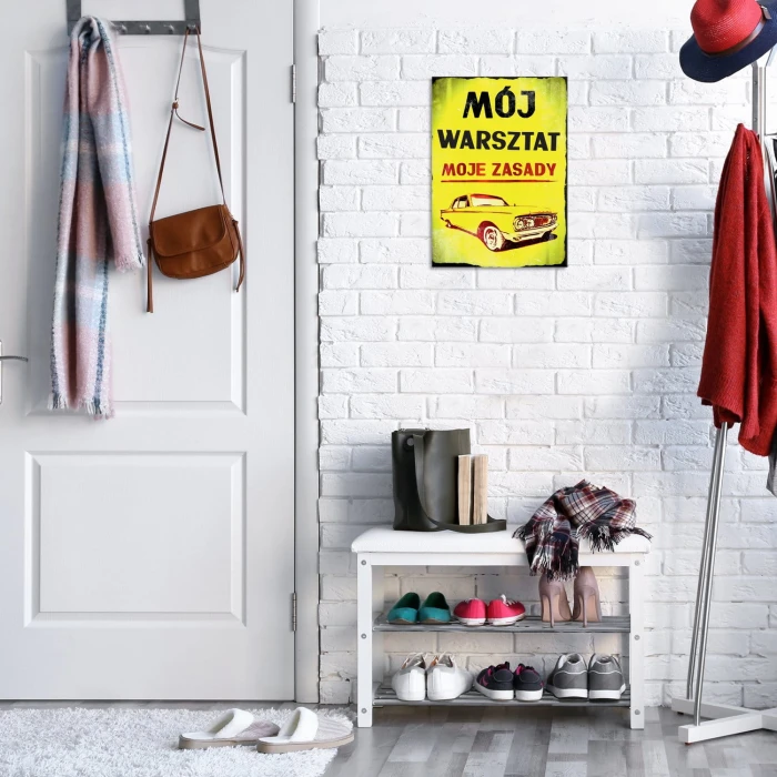 Plakat metalowy Mój warsztat retro Prezent