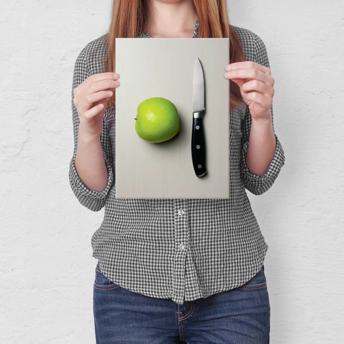 Plakat metalowy Jabłko i nóż Prezent