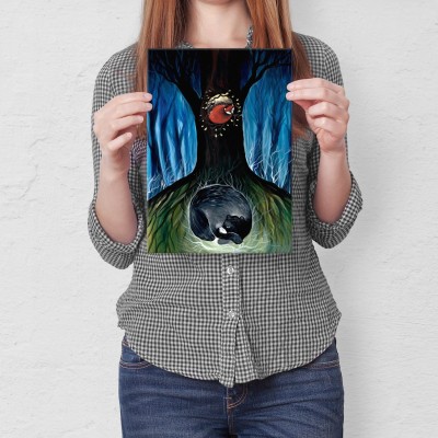 Plakat metalowy Miś i lis ilustracja Prezent