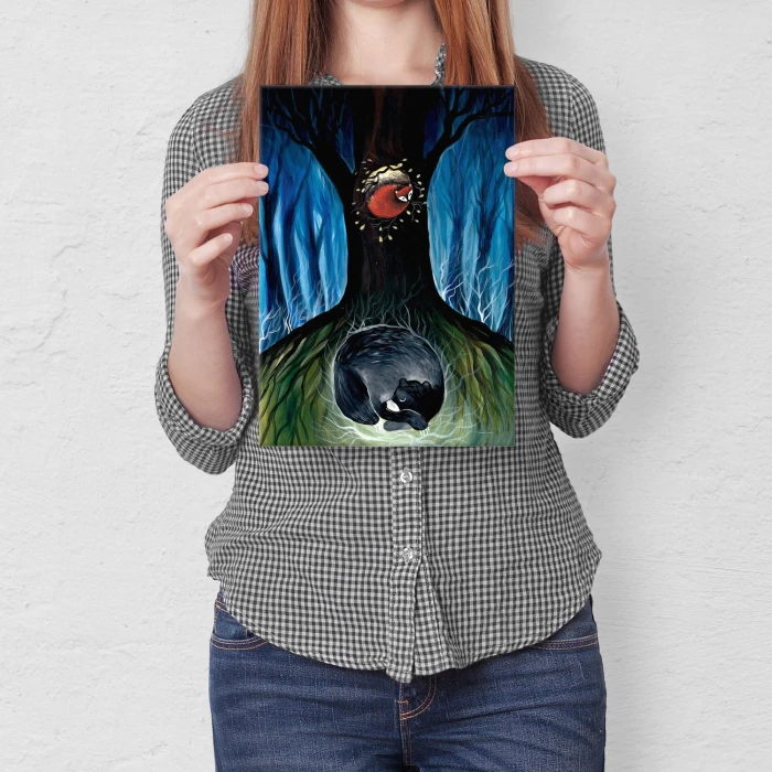 Plakat metalowy Miś i lis ilustracja Prezent