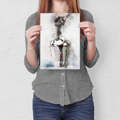 Plakat metalowy Akwarela z kawą Prezent