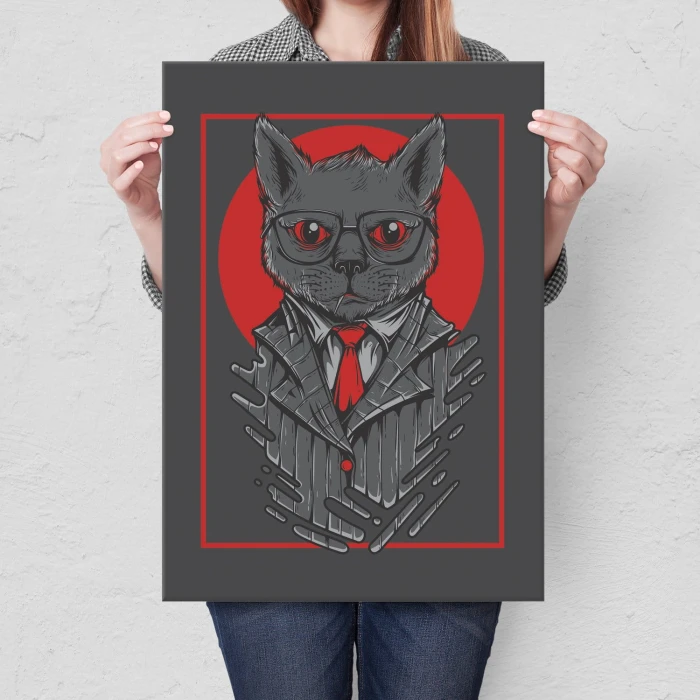 Plakat metalowy Kot z mafii Prezent
