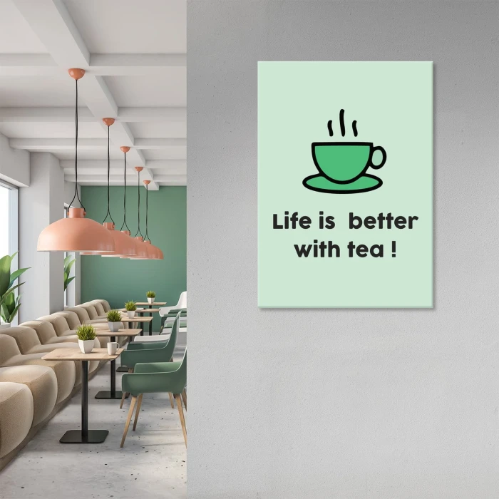 Plakat metalowy Life is better with tea Prezent