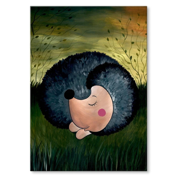 Plakat metalowy Śpiący jeż Prezent