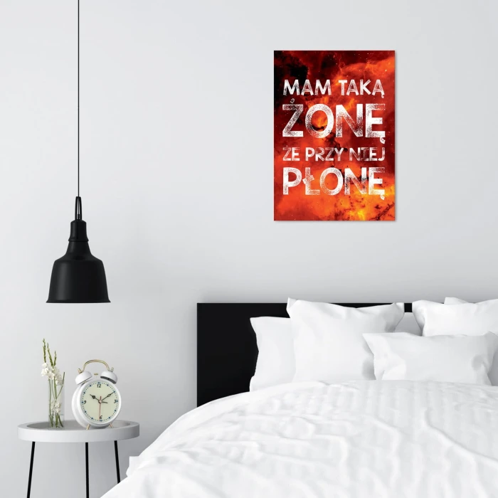 Plakat metalowy Przy niej płonę Prezent