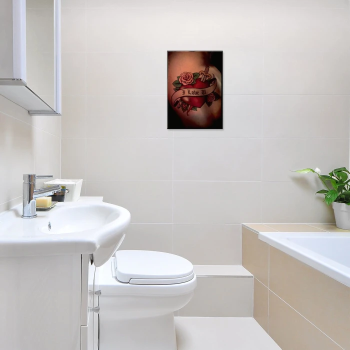 Plakat metalowy Kocham Cię tatuaż Prezent