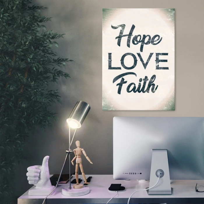 Plakat metalowy Hope Love Faith Prezent