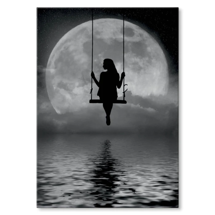 Plakat metalowy Kobieta na huśtawce Prezent