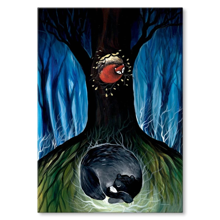 Plakat metalowy Miś i lis ilustracja Prezent