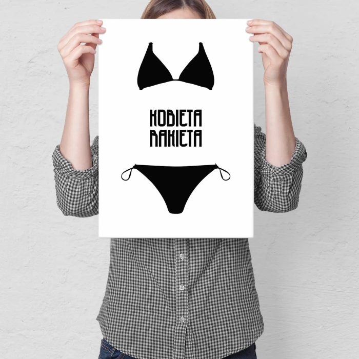 Plakat metalowy Kobieta rakieta Prezent