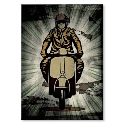 Plakat metalowy Facet na motorze Prezent