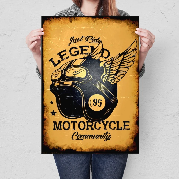 Plakat metalowy Motorcycle Community Prezent