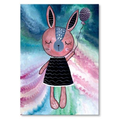Plakat metalowy Różowy królik Prezent
