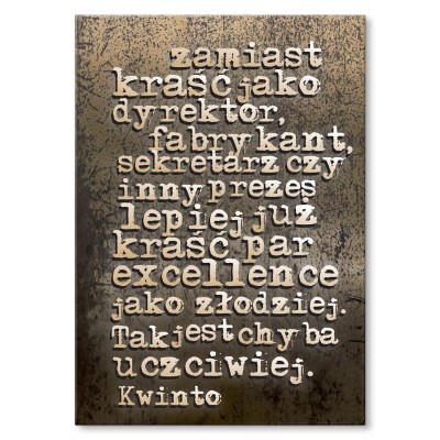 Plakat metalowy Kwinto cytat Prezent